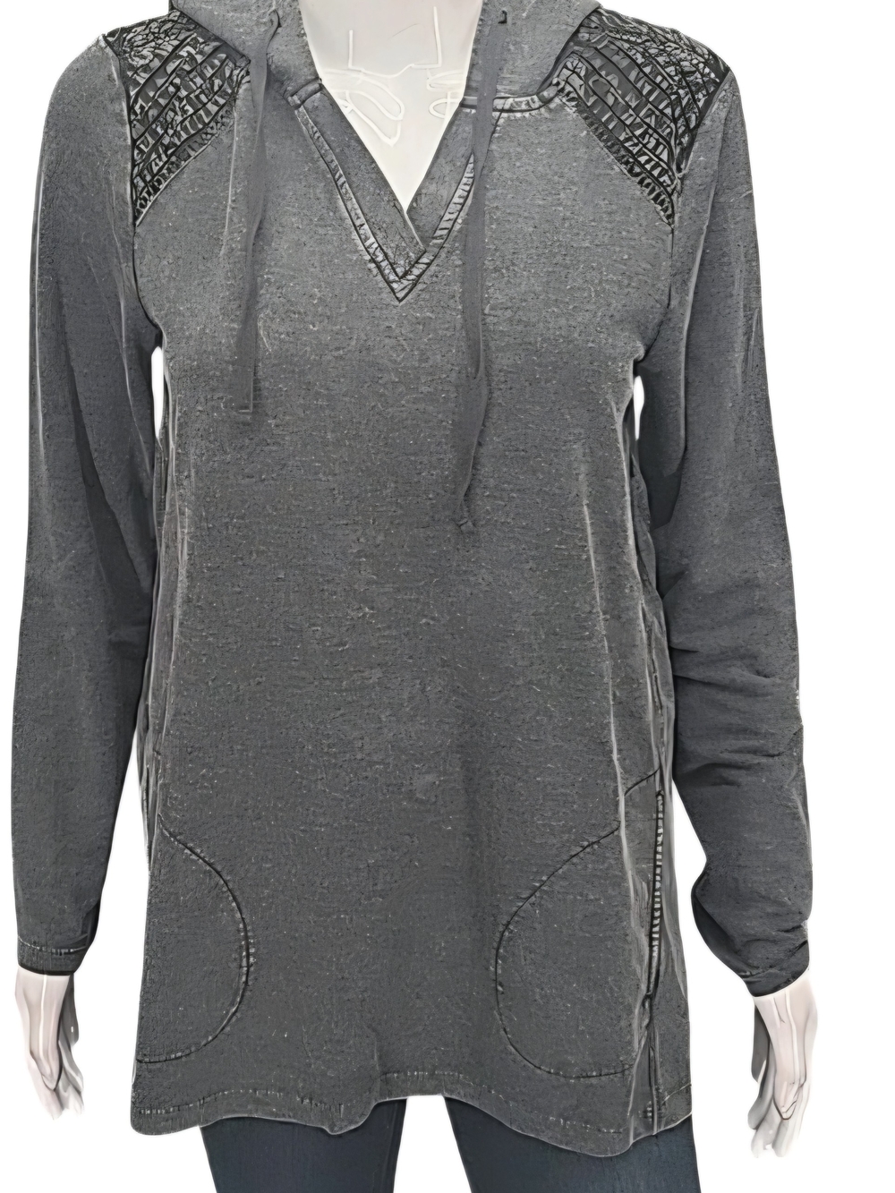 LOGO by Lori Goldstein Charcoal Hooded Long-Sleeve  Cover-Up